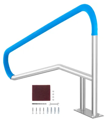 Produktbild von VEVOR Poolhandlauf, 39 x 32 Zoll Poolgeländer, Edelstahl mit Bodenplatte für Innen-/Außenpools, Sicherheitsgeländer für Schwimmbecken, rostfreier Haltegriff mit Griffabdeckung und Zubehör für Spas, 1 Stk-3 Biegungen-140x81 cm