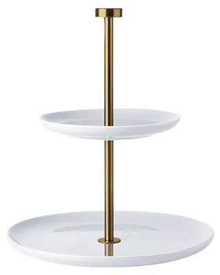 Produktbild von ASA Selection grande Etagere flach 2-stufig weiß/gold Ø 22 cm