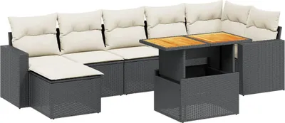 Produktbild von vidaXL 8-tlg. Garten-Sofagarnitur mit Kissen Schwarz Poly Rattan