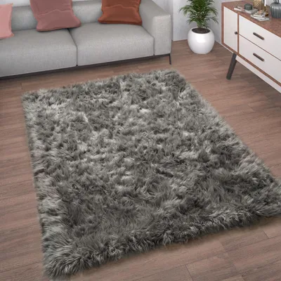 Produktbild von Kunstfell Fellteppich Imitat Teppich Hochflor Sitzkissen Herzform Rund Fell Form Grösse 30 cm Rund