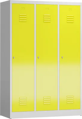 Produktbild von ClassiX Spind lichtgrau, zinkgelb X-515136, 3 Schließfächer 118,5 x 50,0 x 180,0 cm