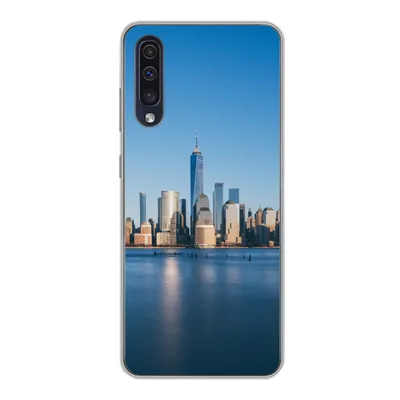 Produktbild von MuchoWow® Handyhülle Schutzhülle Hülle für Samsung Galaxy A30s New York - Skyline - Blau Silikon Softcase Handy Hülle - Karteninhaber
