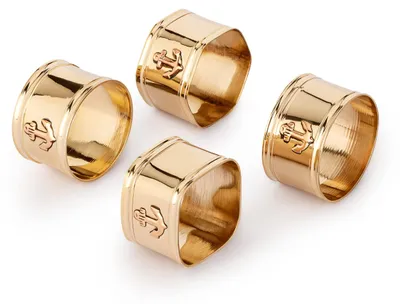 Produktbild von Maritime Serviettenringe Set - Messing Gold - 4 Formen - Tafeldekoration