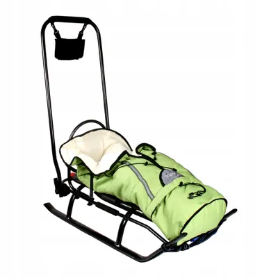 Produktbild von 3in1 Kinder Schlitten Sport Rodel für Kinder, Babys mit Rückenlehne, Fußsack, Schiebegriff und Gurt aus Leicht Aluminium LED