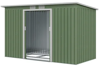 Obrázok produktu pre Záhradný domček Outsunny - s posuvnými dverami - oceľový - svetlozelený - L280 x B130 x H172 cm