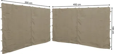 Produktbild von 2 Seitenteile mit RV  300/400x195cm für Pavillon 3x4m Seitenwand Beige RAL 1001