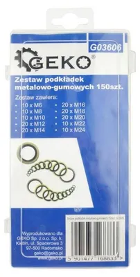 Obrázek produktu pro GEKO Sada 150 ks těsnících kroužků guma/ocel G03606