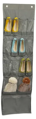 Hängeschuhorganizer, 15 Fächer, 158x47,5x5 cm, grau/transparent