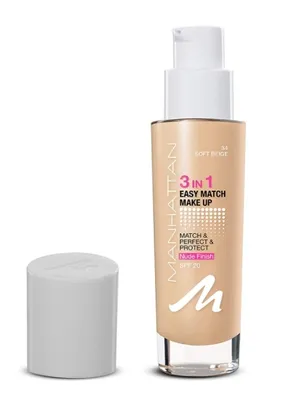 Produktbild von Manhattan, 3in1 Easy Match Make-Up, Foundation for Fair Skin, SPF20, Soft Beige 34, 30ml
