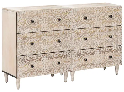 Immagine prodotto di Credenza vidaXL, 2 pezzi, bianca, 60 x 33,5 x 75 cm, legno massello di mango