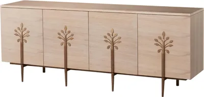 Image de FURNLUX Buffet Stylé Chêne Et Or 180cm / Couleur principale : Beige / Dimensions : 180 x 76 x 40 cm