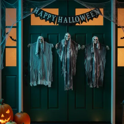 Obrázek produktu pro vidaXL Závěsný halloweenský duch 3 ks černý 66 x 110 cm Polyester