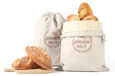 Immagine prodotto di Sacchetti riutilizzabili in lino per il pane, confezione da 2, con rivestimento in cera d'api