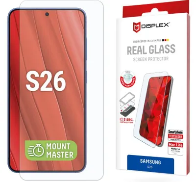 Obrázek produktu pro Displex 02227, Samsung, Galaxy S26, Odolnost vůči nečistotám, Nárazuvzdorné, Odolné proti poškrábání, Průhledná, 1 kusů