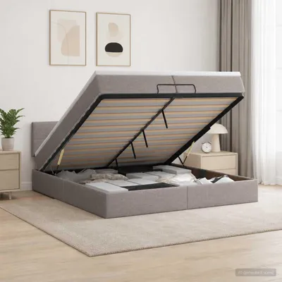 Produktbild von Maison Exclusive - Ottoman Bett mit Matratze mit Kopfteil Taupe 200 x 200 cm Stoff
