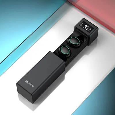 Zdjęcie produktu dla Bezprzewodowe mini słuchawki sportowe Smart HIFI douszne 5.0 z cyfrowym wyświetlaczem TWS Bluetooth Czarny