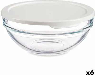 Obrázek produktu pro Kulatá krabička na oběd s víkem bílá 595 ml 14 x 6,3 x 14 cm (6 kusů)