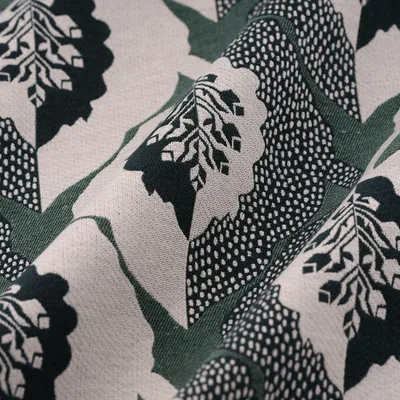 Imagen del producto de Tejido Jacquard Kérani, 140 cm, color verde, certificado