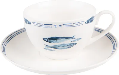 Immagine prodotto di Tazza Clayre & Eef con piattino 250 ml Bianco Blu Porcellana Pesci
