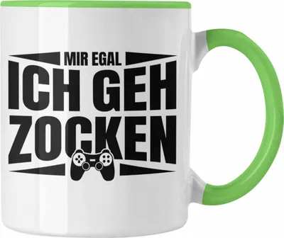 Produktbild von Trendation - Zocker Tasse Geschenk Mir Egal Ich Geh Zocken Gamer Geschenkidee (Grün)