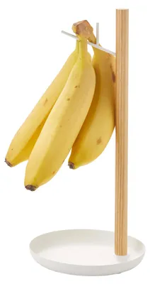 Produktbild von Yamazaki 2411 TOSCA Banana Stand, white, Steel/Wood, 13 x 13 x 28 cm