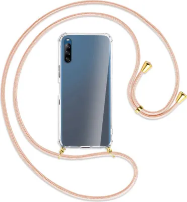 Produktbild von Handykette Backcover-Schutzhülle mit Band (Metall goldfarben) für Sony Xperia L4 - rose peach
