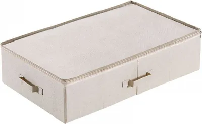 Obrázek produktu pro Velký úložný box pod postel s víkem - úložný box pod postel na oblečení a boty, skládací provedení se 6 úchyty, béžová barva