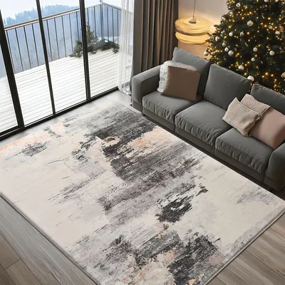 Teppich 160x200 cm, Memory-Schaum, niedrigflorig, abstrakt, braun/multi