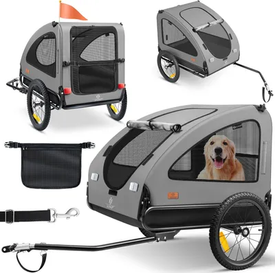 Produktbild von KESSER® Hundeanhänger Boxer 2-in-1 Hundebuggy Fahrradanhänger groß ca. 250L Volumen - Inkl. Fahne und Tasche - 600D Oxford Canvas, Klappbar SmartSpace Concept, maximale Belastbarkeit: 45kg