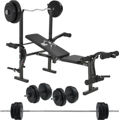 Produktbild von ArtSport Multifunktion Hantelbank Set ProfiGym 1000 & 3in1 Hantelset mit 60 kg