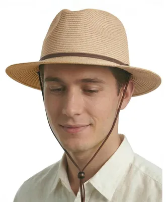 Produktbild von Sonnenhut Strohhut Panamahut Khaki XL-XXL mit Kinnriemen
