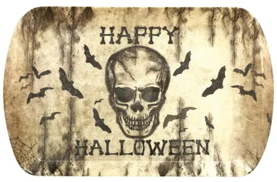 Produktbild von Happy Halloween Tablett mit Skull & Fledermäusen
