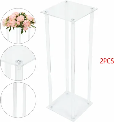Obrázek produktu pro 2 ks květinový stojan Akrylové 20 * 20 * 60 cm květinové sloupy Květinový rám Balón stojan Váza stojan (průhledný) pro trávník Svatební narozeniny Strana promoce rekvizity pozadí dekorace