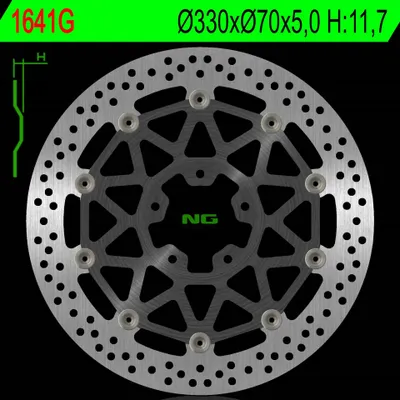 Produktbild von Ng Vordere Bremsscheibe Für Kawasaki Zx 10R 17-18 (330X70X5.0Mm) (5X10.5Mm) Schwimmend (Aluminium Center)