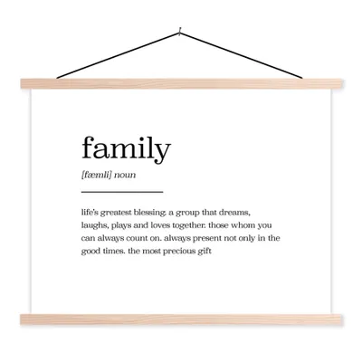 Produktbild von MuchoWow® Textilposter Zitate - Wörterbuch - Familie - Sprichwörter 40x30 cm mit holzfarbenen Rahmen - Bilder