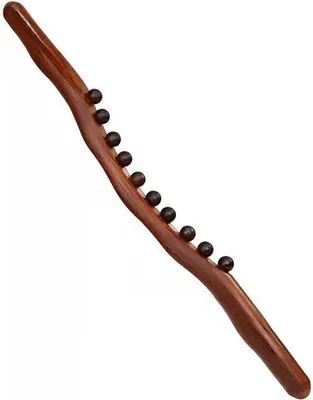 Produktbild von 58 cm Massagestab aus Buche, 31 bewegliche Kugeln, Guasha Holz Stick Massage für Sport, Fitness, Büro & Zuhause