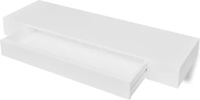 Immagine prodotto di Scaffale espositivo a parete galleggiante in MDF bianco 1 cassetto per libri/DVD