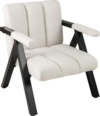 Obrázek produktu pro Židle na čtení, čalouněná židle s područkami, kovový rám, ergonomické opěradlo, moderní lounge židle se 4 nastavitelnými nohami, béžová + černá barva