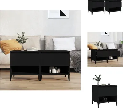 Image de vidaXL Tables d'appoint 2 pcs. noir 50x46x50 cm Bois composite - Tables d'appoint