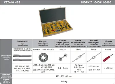 Obrázok produktu pre Fanar závitníky + matrice sada 40 kusov m3-m20 czb-40 hss
