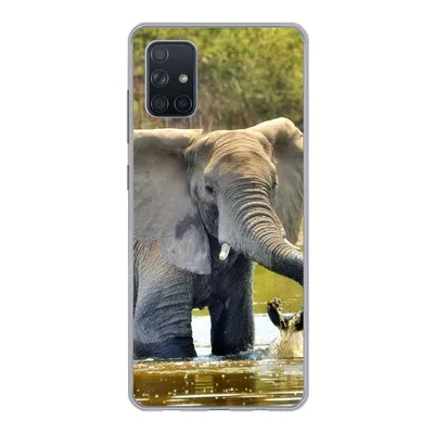 Produktbild von MuchoWow® Handyhülle Schutzhülle Hülle für Samsung Galaxy A71 Elefant - Wasser - Tiere - Natur Silikon Softcase Handy Hülle - Kartenbesitzer