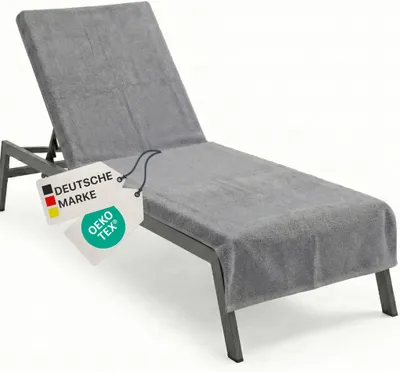 Produktbild von NYVI Frottee Schonbezug für Gartenliege NYVISpa 75x200 cm Grau - Hygiene Liegestuhlauflage für Sonnenliegen Strandliegen - Handtuch Bezug -  100