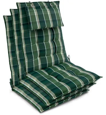 Imagen del producto de Beautissu, juego de 3 fundas para sillones reclinables, modelo Sun-HL, dimensiones 120x50x8 cm, color verde a cuadros
