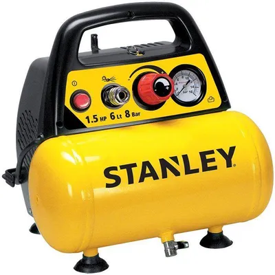 Obrázek produktu pro Horizontální kompresor Stanley, koaxiální, objem 6 litrů, výkon 1,5 HP, včetně hadice a trychtýře