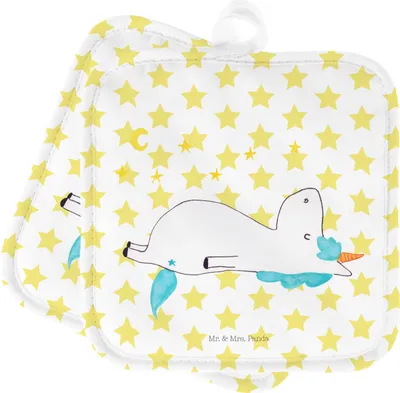 Produktbild von Mr. & Mrs. Panda Topflappen Einhorn Sternenhimmel - Weiß - Geschenk, Topfuntersetzer, Unicorn, Einhörner, Sterne, Verrückt, topfhalter, Set, Kochlappen, Zwei