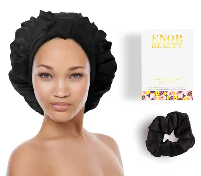Image de Bonnet de nuit en soie Damen - Protège la fibre capillaire - Soin naturel pour les cheveux secs et