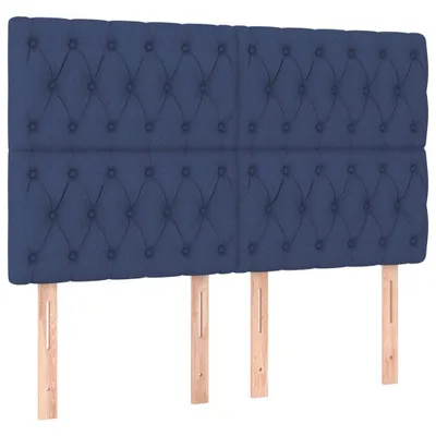 Image de Tête de lit Bleu 160x7x118/128 cm Tissu