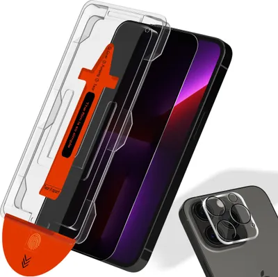 Produktbild von 1-Pack iPhone 13 Pro Max Displayschutzfolie & 1-Pack Kameraschutz - Gehärtetes Glas | [Automatische Installation] - Blasenfrei