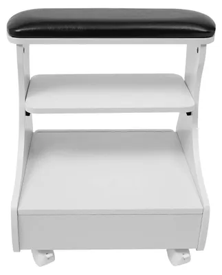 Produktbild von Fußstütze Pediküre Maniküre - Rollhocker für Fußbad - Fußmassagehocker mit Rollen - Arbeitshocker 52×41×55 cm - Weiß