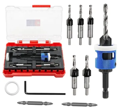 Produktbild von Senkbohrer Set mit Tiefenanschlag HSS Hartmetall 5-teilig 3.2-4.8mm Sechskantschaft